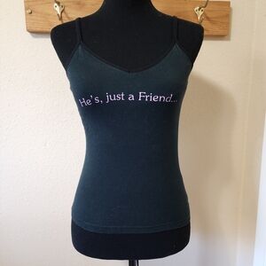 He's Just A Friend Black Tank Top